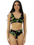 Printed Ribknit Strappy Midkini 2pc Set