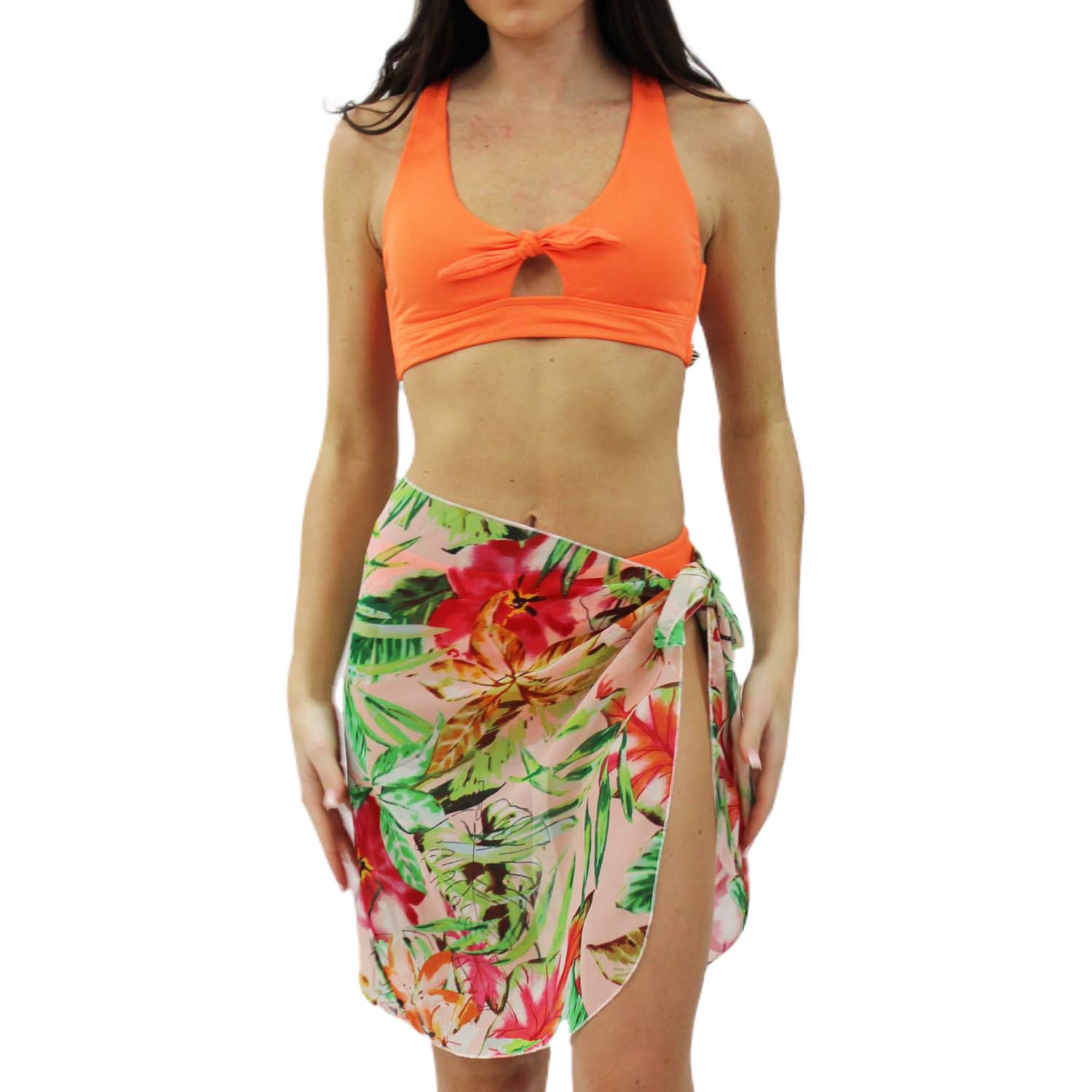 Cover-up Beach Bikini Printed Chiffon Sarong with Tab Side Tie