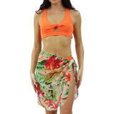 Cover-up Beach Bikini Printed Chiffon Sarong with Tab Side Tie