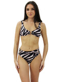 Printed Triple Strap Bikini with CF Horseshoe Trim