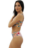 Printed Ribknit Strappy Midkini 2pc Set