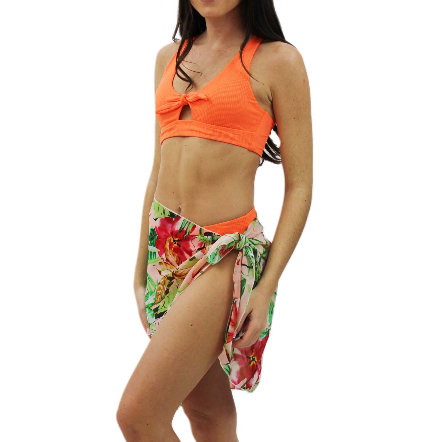 Cover-up Beach Bikini Printed Chiffon Sarong with Tab Side Tie