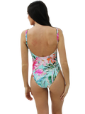 Printed Rib Knit Large Grommet Front One Piece